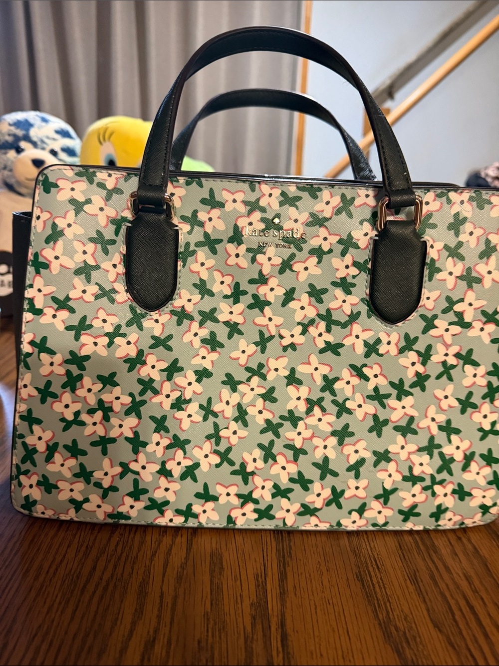 kate spade Floral Pattern Satchel in Green, White, Pink, Black